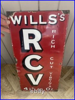 Old antique Enamel Advertising Sign Wills cigarettes tobacco vintage smoking