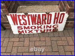 Old vintage collectable large Westwood Ho Smoking Mixture enamel sign