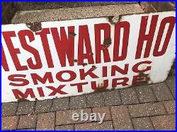 Old vintage collectable large Westwood Ho Smoking Mixture enamel sign