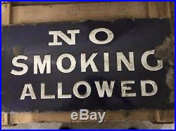 Old vintage enamel sign No Smoking Allowed. Original