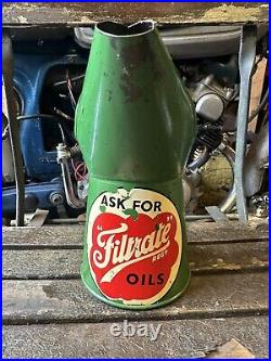 One Pint Filtrate Motor Oil Pourer Petrol Jug Garage Vintage Enamel Sign