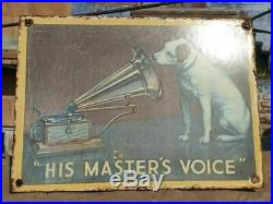 Vintage Style Metal Sign – His Master's Voice HMV Gramophone & Dog – 6x8 Inches