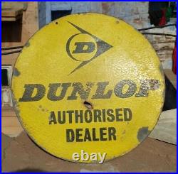 Original 1930's Old Vintage Double Side Dunlop Ad. Porcelain Enamel Sign Board