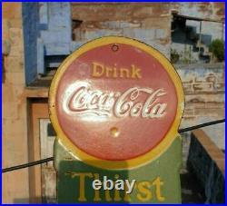Original 1930's Old Vintage Rare Drink Coca Cola Porcelain Enamel Sign Board