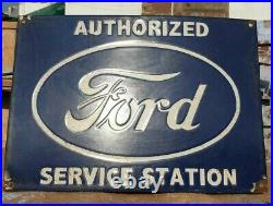 Original 1930's Old Vintage Rare Ford Ad Porcelain Enamel Sign Board Collectible