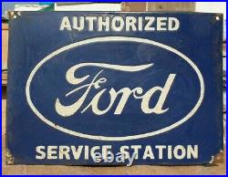 Original 1930's Old Vintage Rare Ford Ad Porcelain Enamel Sign Board Collectible
