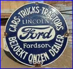 Original 1930's Old Vintage Rare Ford Dealer Porcelain Enamel Sign, Collectible