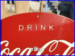 Original 1940's Old Vintage Rare Coca Cola Ad Porcelain Enamel Door Sign Board