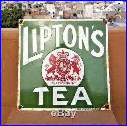 Original 1940's Old Vintage Rare Lipton Tea Porcelain Enamel Sign Board, LONDON