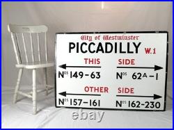 Original 1940s Enamel London Street Sign Piccadilly W1 City of Westminster
