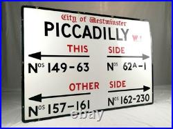 Original 1940s Enamel London Street Sign Piccadilly W1 City of Westminster