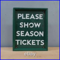 Original Antique Vintage Season Tickets Southern Rail Enamel Sign Advertising BR