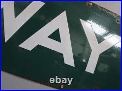Original Antique Vintage WAY OUT BR Southern Rail Enamel Sign Advertising