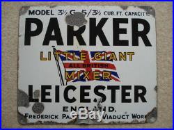 Original C1930s Vintage Parker Little Giant Mixer Leicester Small Enamel Sign