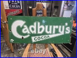 Original Cadbury Cocoa Enamel Sign Vintage Advertising