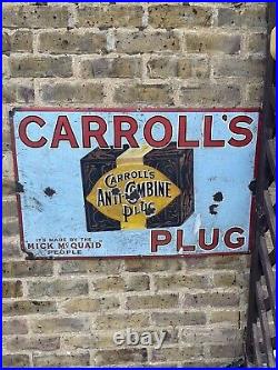 Original Carrols Plug Tobacco vintage enamel advertising sign