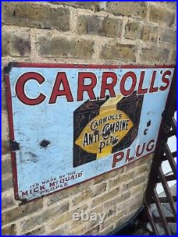 Original Carrols Plug Tobacco vintage enamel advertising sign