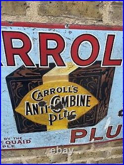 Original Carrols Plug Tobacco vintage enamel advertising sign