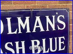 Original Colman's Wash Blue Vintage Enamel Sign 38 x 36 approx