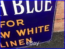 Original Colman's Wash Blue Vintage Enamel Sign 38 x 36 approx