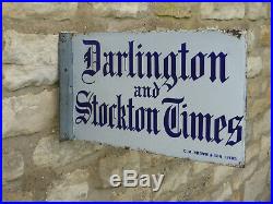 Original Darlington & Stockton Times. Vintage Double Sided Enamel Sign
