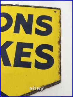 Original Double Sided Lyons Cakes Enamel Sign Vintage Advertising 43cm wide