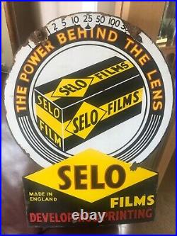 Original Double Sided Vintage Selo Film Enamel Sign From The Fifties
