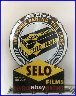 Original Double Sided Vintage Selo Film Enamel Sign From The Fifties