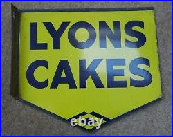 Original Double-sided Lyons Cakes Enamel Sign flanged 45cm x 40cm
