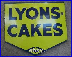 Original Double-sided Lyons Cakes Enamel Sign flanged 45cm x 40cm