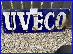 Original Enamel Sign 1920s UVECO Poultry Feed