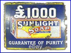 Original Enamel Sign Advertising Sunlight Soap 20 x 15 Inch Smaller Version