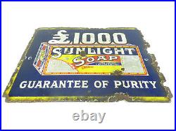 Original Enamel Sign Advertising Sunlight Soap 20 x 15 Inch Smaller Version
