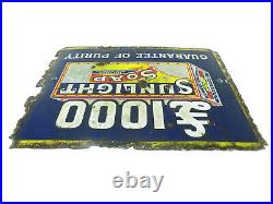 Original Enamel Sign Advertising Sunlight Soap 20 x 15 Inch Smaller Version