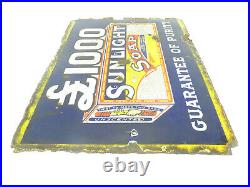 Original Enamel Sign Advertising Sunlight Soap 20 x 15 Inch Smaller Version