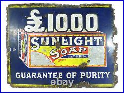 Original Enamel Sign Advertising Sunlight Soap 20 x 15 Inch Smaller Version