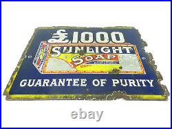 Original Enamel Sign Advertising Sunlight Soap 20 x 15 Inch Smaller Version