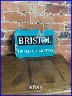 Original Enamel Sign Bristol Tipped Kingsway Cigarettes Advertising Sign