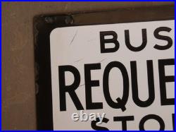 Original Enamel Sign Bus Stop REQUEST Rare Double Sided From 1960's Good Example