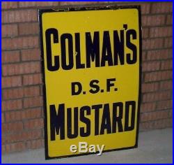 Original Enamel Sign COLMAN'S MUSTARD 1930's Large Vintage Shop Display Sign vgc
