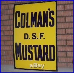 Original Enamel Sign COLMAN'S MUSTARD 1930's Large Vintage Shop Display Sign vgc