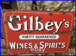 Original Enamel Sign, Gilbeys Wines And Spirits