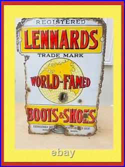 Original Enamel Sign Lennards Boots And Shoes