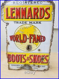 Original Enamel Sign Lennards Boots And Shoes