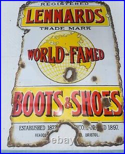 Original Enamel Sign Lennards Boots And Shoes