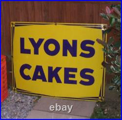 Original Enamel Sign Lyons Cakes 1940/50's Large Rare Sign Excellent Example