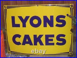 Original Enamel Sign Lyons Cakes 1940/50's Large Rare Sign Excellent Example