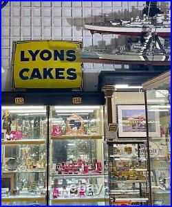 Original Enamel Sign Lyons Cakes 1940/50's Large Rare Sign Excellent Example