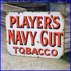 Original Enamel Sign Player's Navy Cut Double Sided 1930's Large Heavy Rare Sign