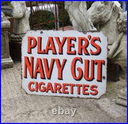 Original Enamel Sign Player's Navy Cut Double Sided 1930's Large Heavy Rare Sign